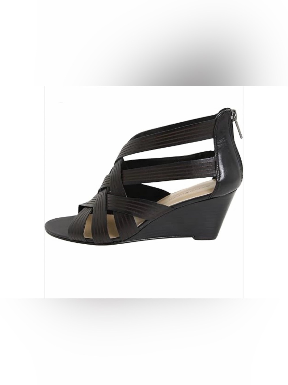 Final Price Bandolino Janeera Criss Cross Black Wedge Sandals, Size 7.5.